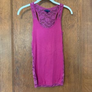 American Eagle pink lace back tank top